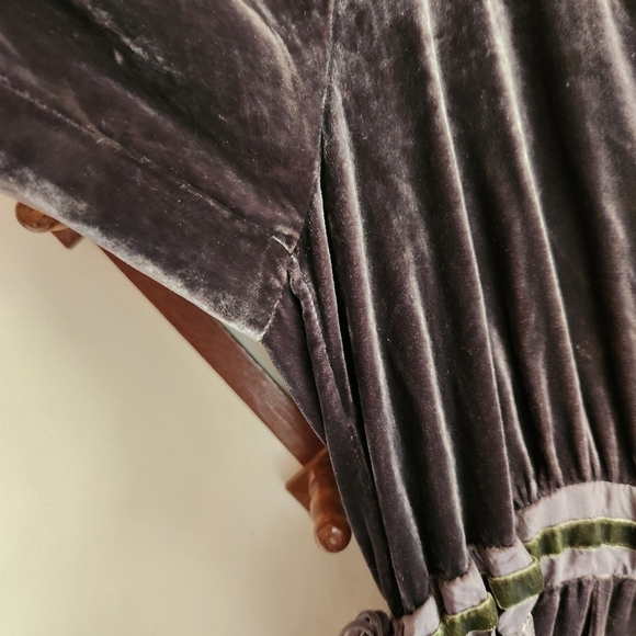 Johnny Was Mini Knee Length Elegant Dress Velour Velvet Silk Blend Gray Small S - Picture 4 of 13